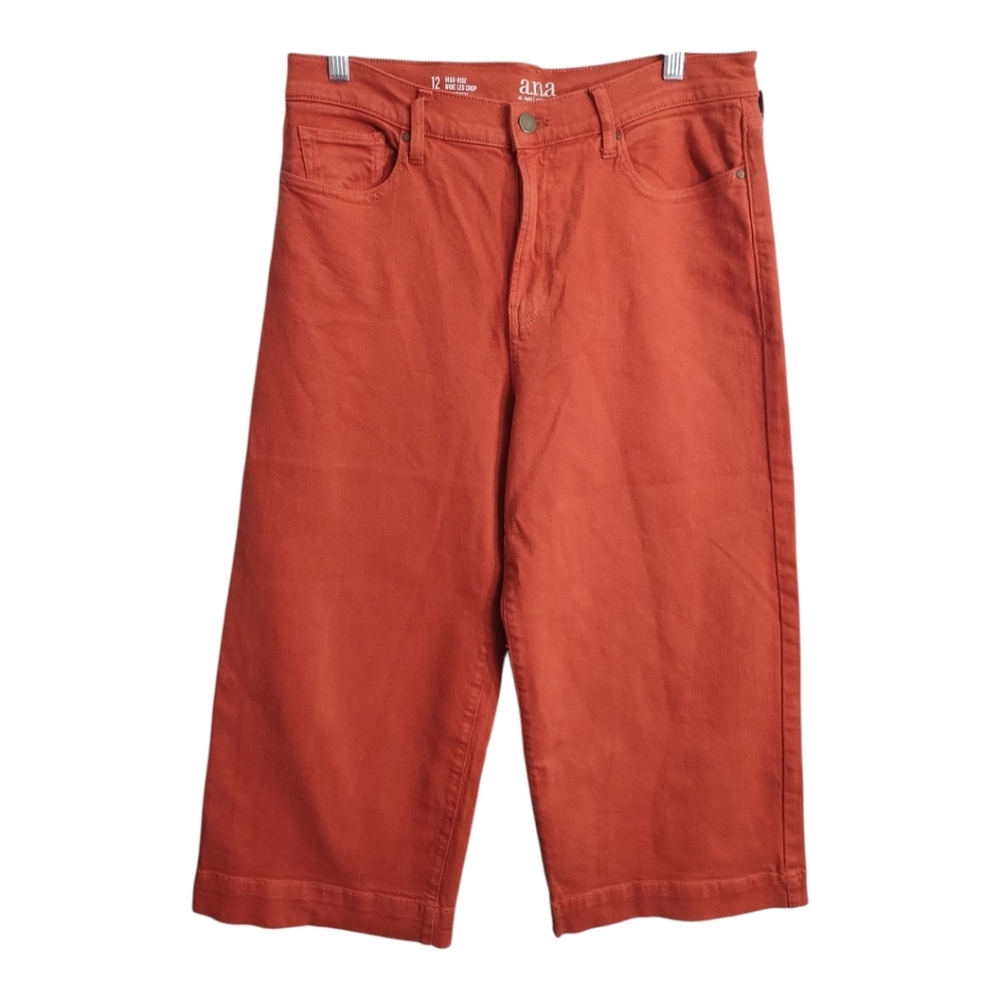 a.n.a High Rise Wide Leg Cropped Rust Orange Fall‎ Boho Preppy Jean 12